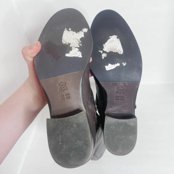 Via Spiga Dark Brown/Burgundy Leather Riding Boots - Picture 12 of 15